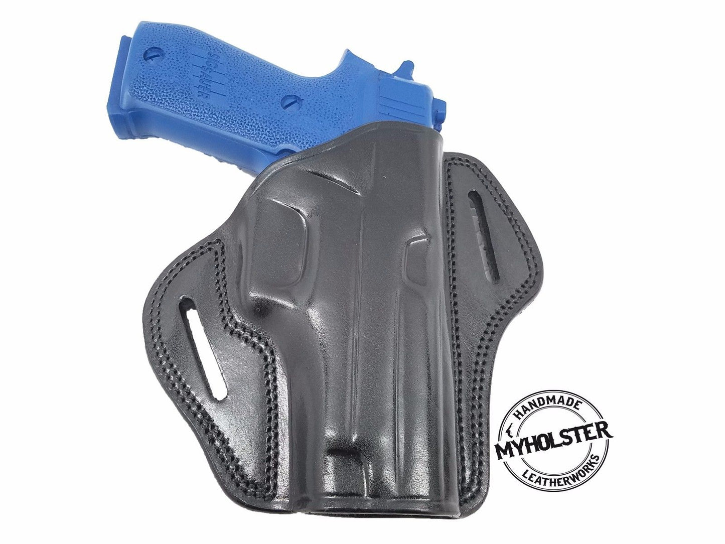 OWB Open Top Concealable Leather Belt Holster Compatible W/ Sig Sauer P226R DAK W/RAILS