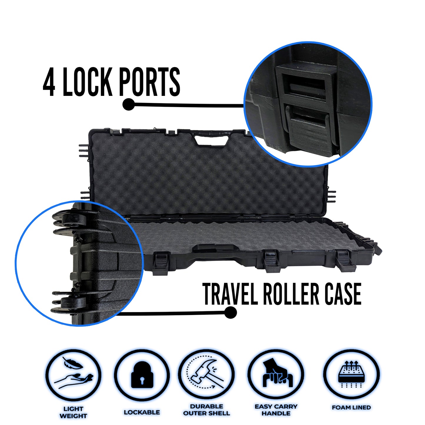 Emperor Arms 38.5" Hard Rifle Gun Case, Long Lockable Storage Box, Plastic Travel Case, Protective Luggage with Foam Insert