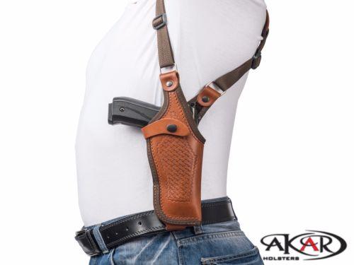 Vertical Shoulder Leather Holster Fits Ruger American 9 MM