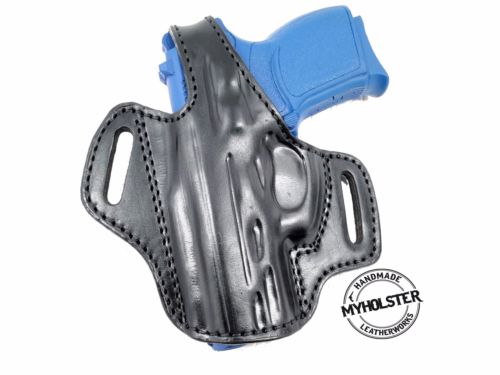 Smith and Wesson M&P Shield 9mm OWB thumb break leather belt holster image 4