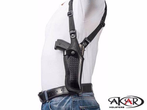 Vertical Shoulder Leather Holster Fits Ruger American 9 MM