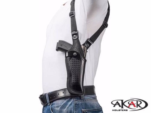 Vertical Shoulder Leather Holster Fits GLOCK 19 - Choose your Color & Hand -
