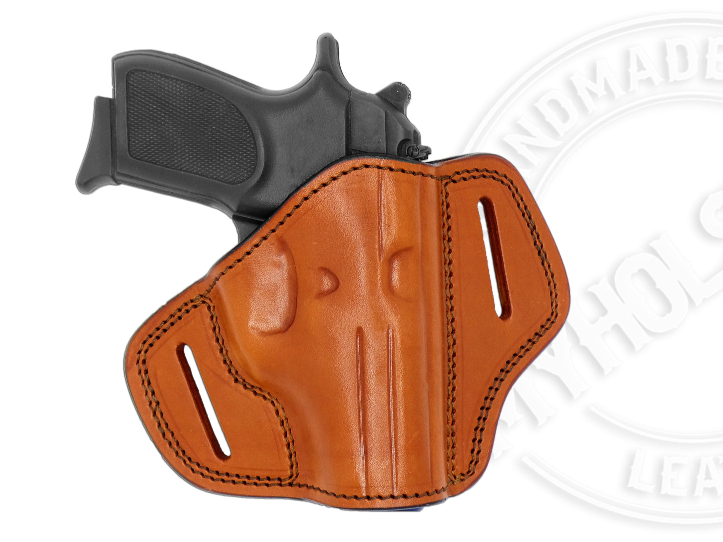 Bersa Thunder .380 ACP OWB Open Top Two Slot Belt Right Hand Leather Holster
