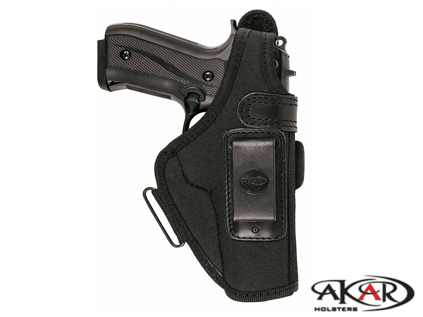 Akar Black Nylon Special Belt IWB/ITP Holster W/ Steel Clip and Thumbrake
