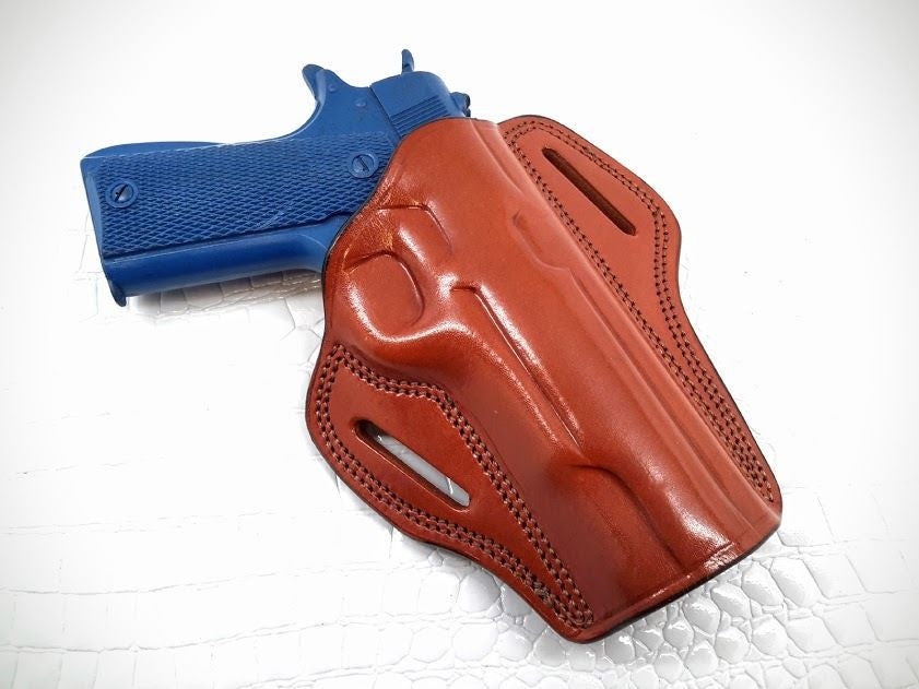 GAZELLA - Open Top Leather Belt Gun Holster for 1911 guns 4-5" , Leather