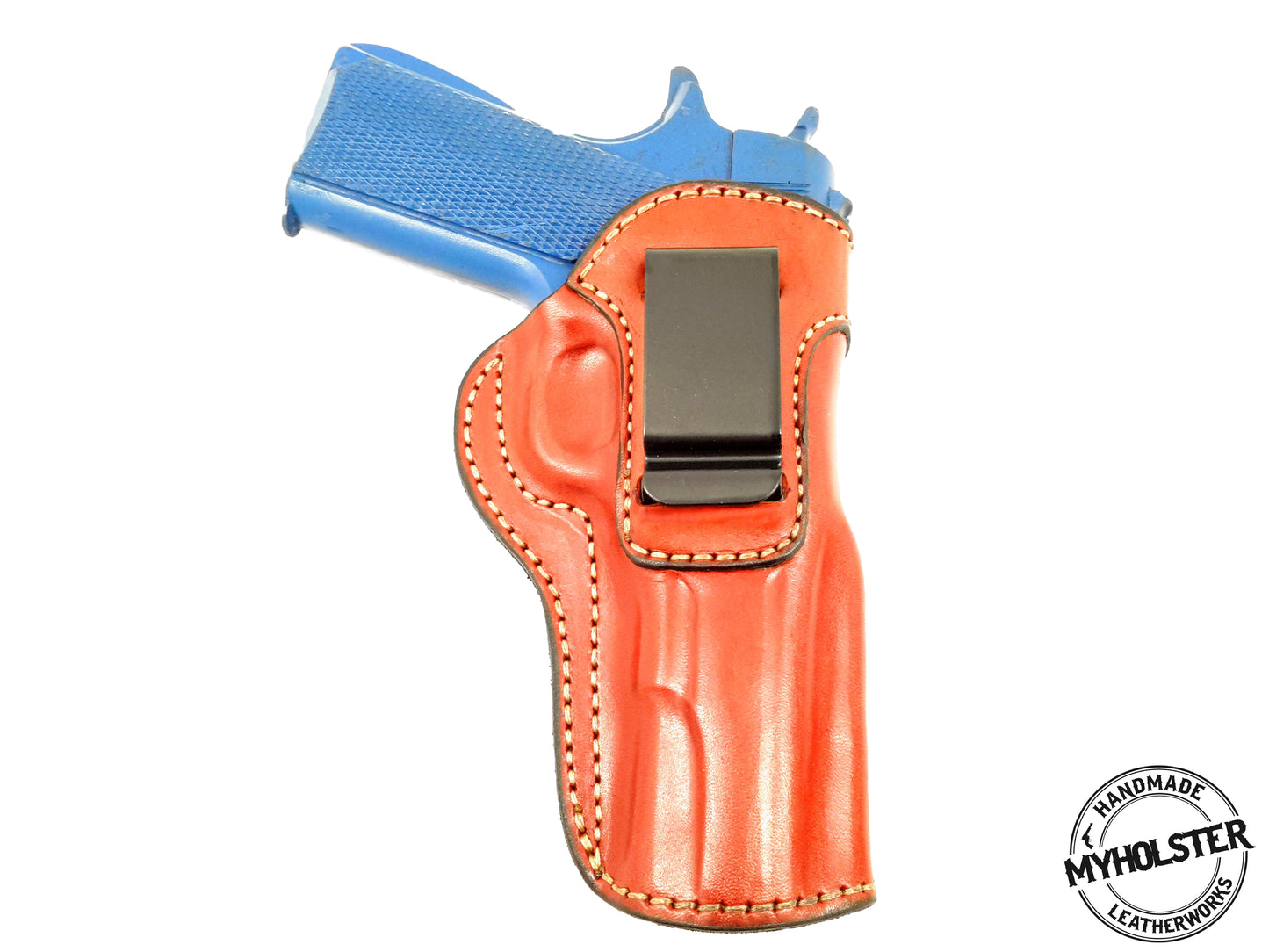 Leather IWB Holster Fits Most 1911 4"- 5" Style Handguns - Kimber - Colt - S & W - Sig Sauer - Remington - Ruger & More