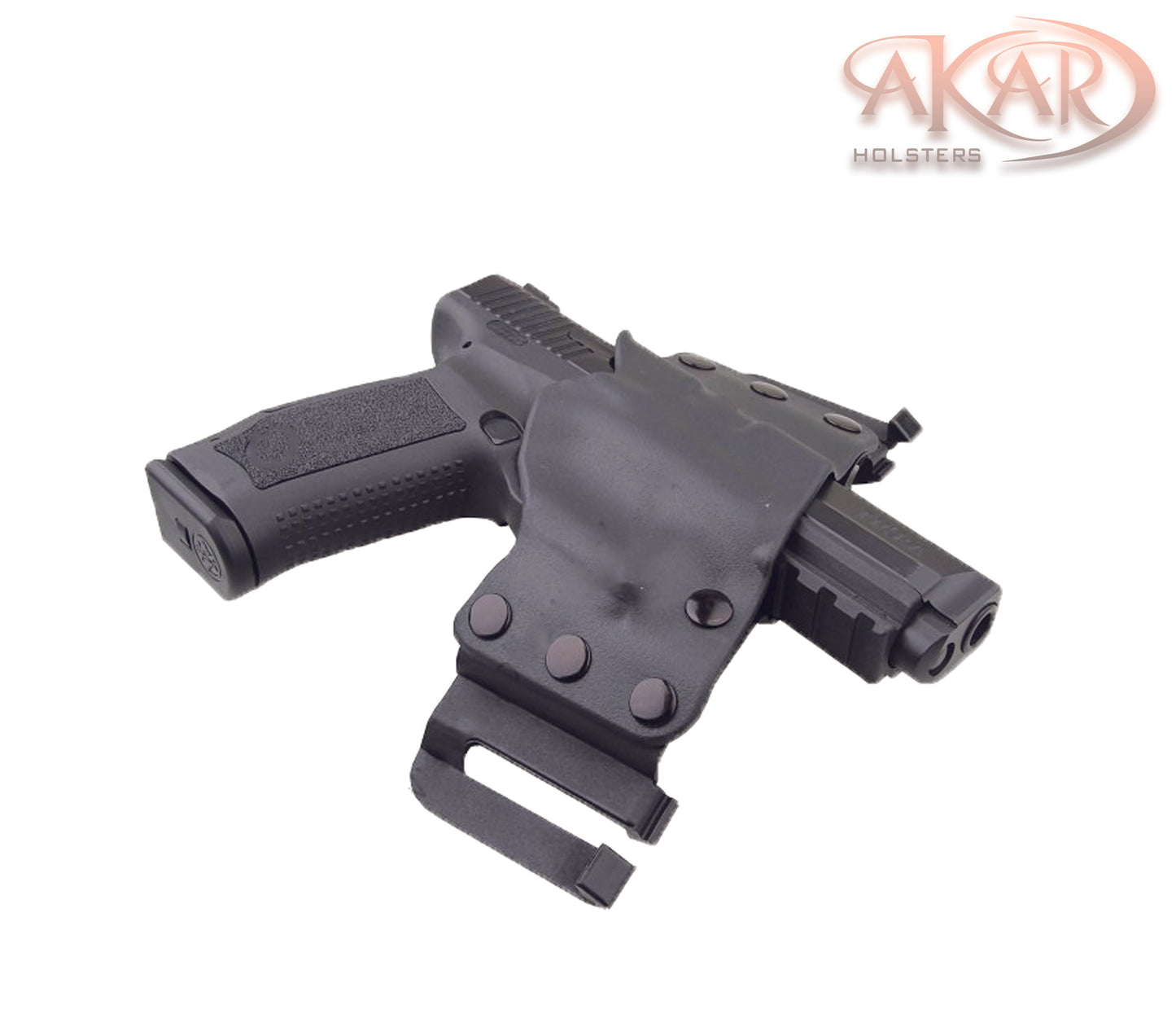 CZ 75 B & Similar Frames - Akar Scorpion OWB Kydex Gun Holster W/Quick Belt Clips