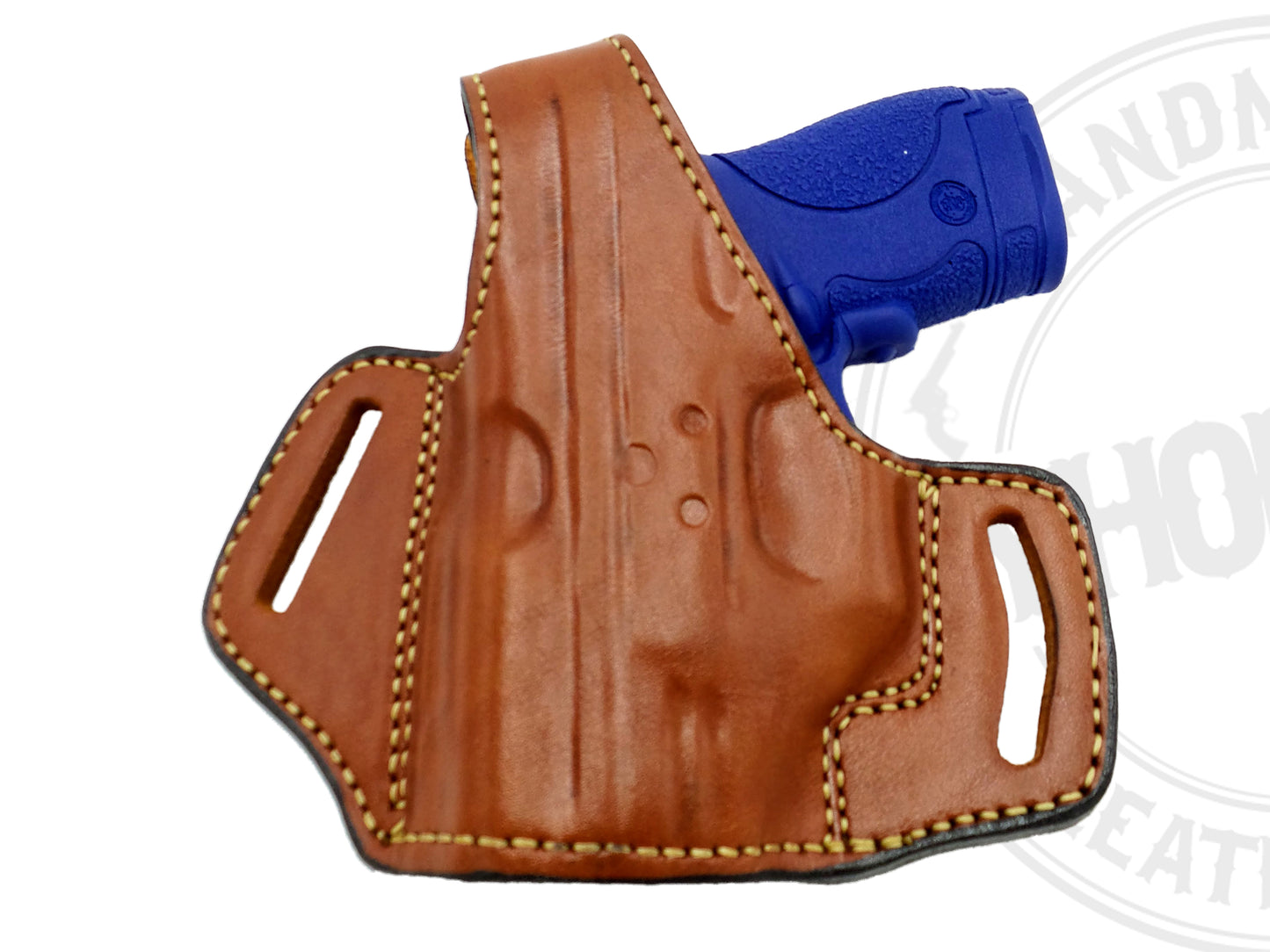 Smith & Wesson M&P Shield 9 w/ Crimson Trace OWB Thumb Break Leather Belt Holster