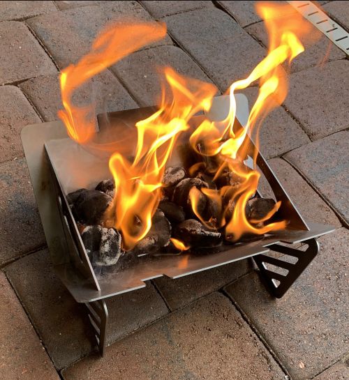 Emperor collapsible mini charcoal grill, fire pit heavy duty steel. Camping, tailgating, table top, portable!