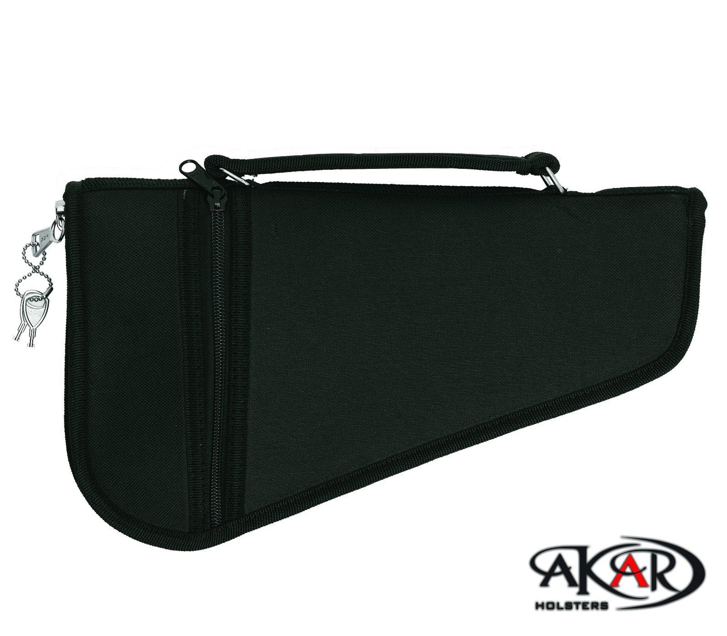Pistol Rug Case with Lock Flat-Zip Design, Black Nylon Fits Walther PPK/S
