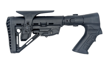 Folding Tactical Shotgun Stock with Adjustable Length, Cheek Rest, Buttpad, and Pistol Grip, Collapsible Compatible with ASI  PASI1 12GA