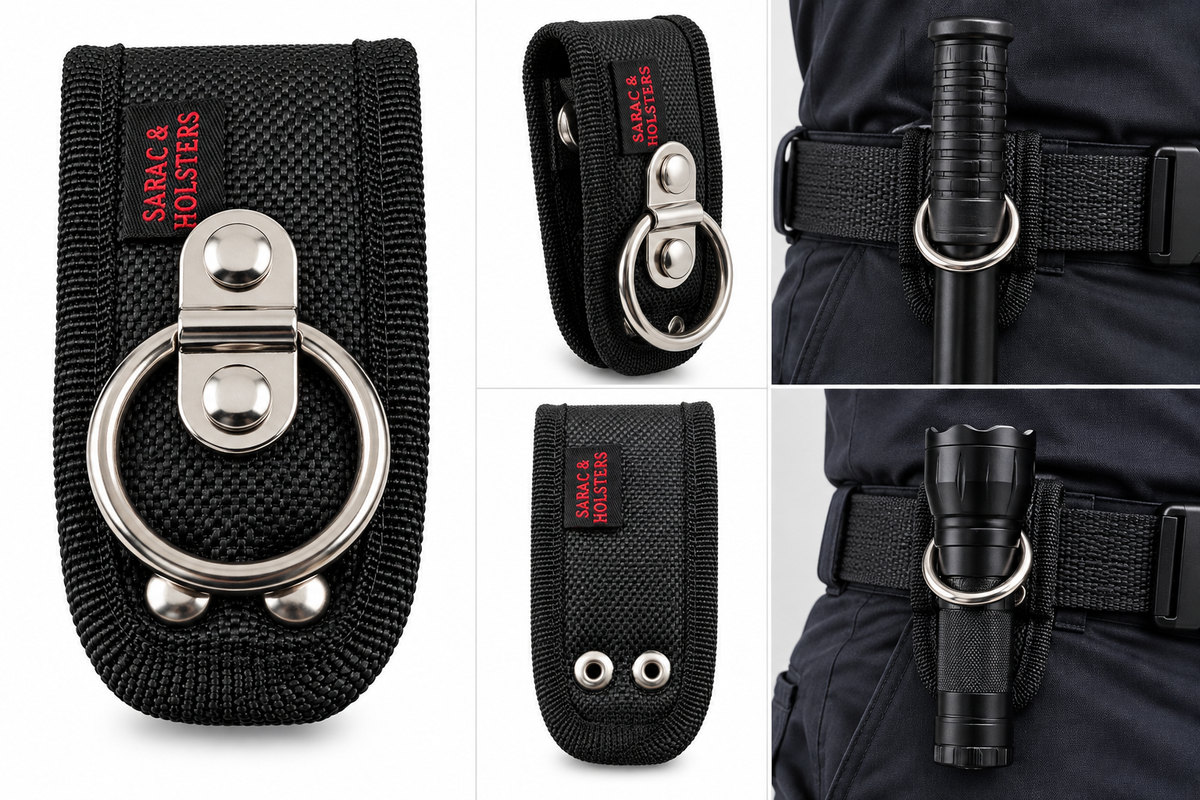 Nylon Duty Belt Key Holder 1.5" Metal Key Ring Keeper Fits 1.75" Belt Black