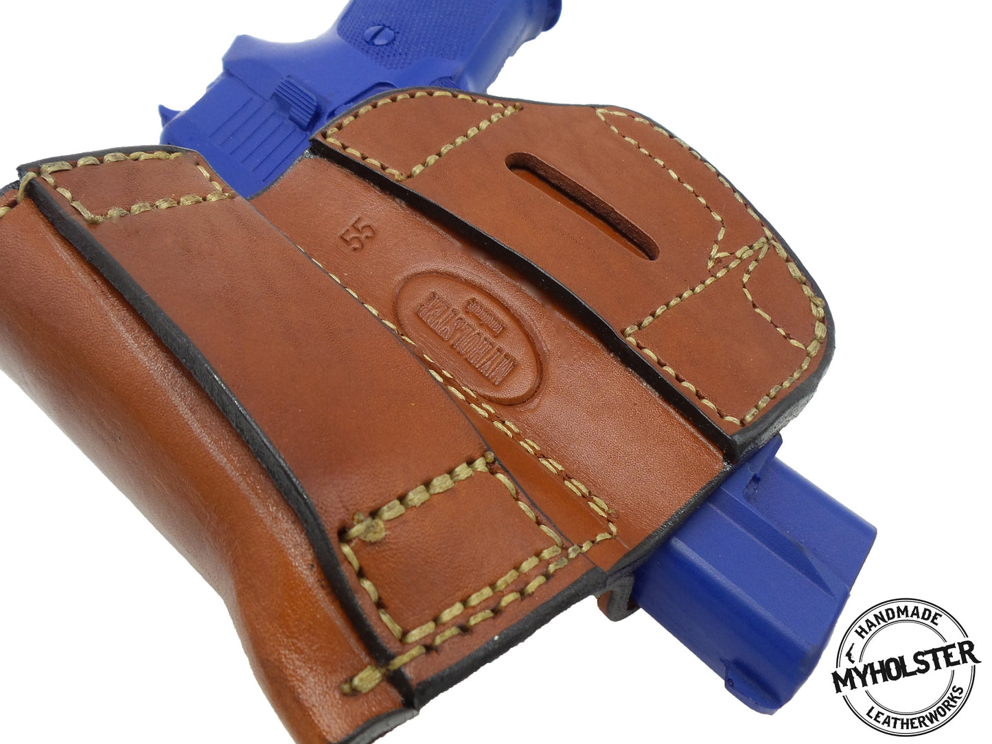 Holster and Mag Pouch Combo - OWB Leather Belt Holster Fits Sig Sauer P226R DAK W/RAILS