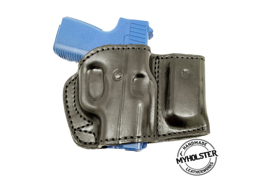 Smith & Wesson M&P Shield Plus OWB Right Hand Belt Holster with Mag Pouch Leather Holster