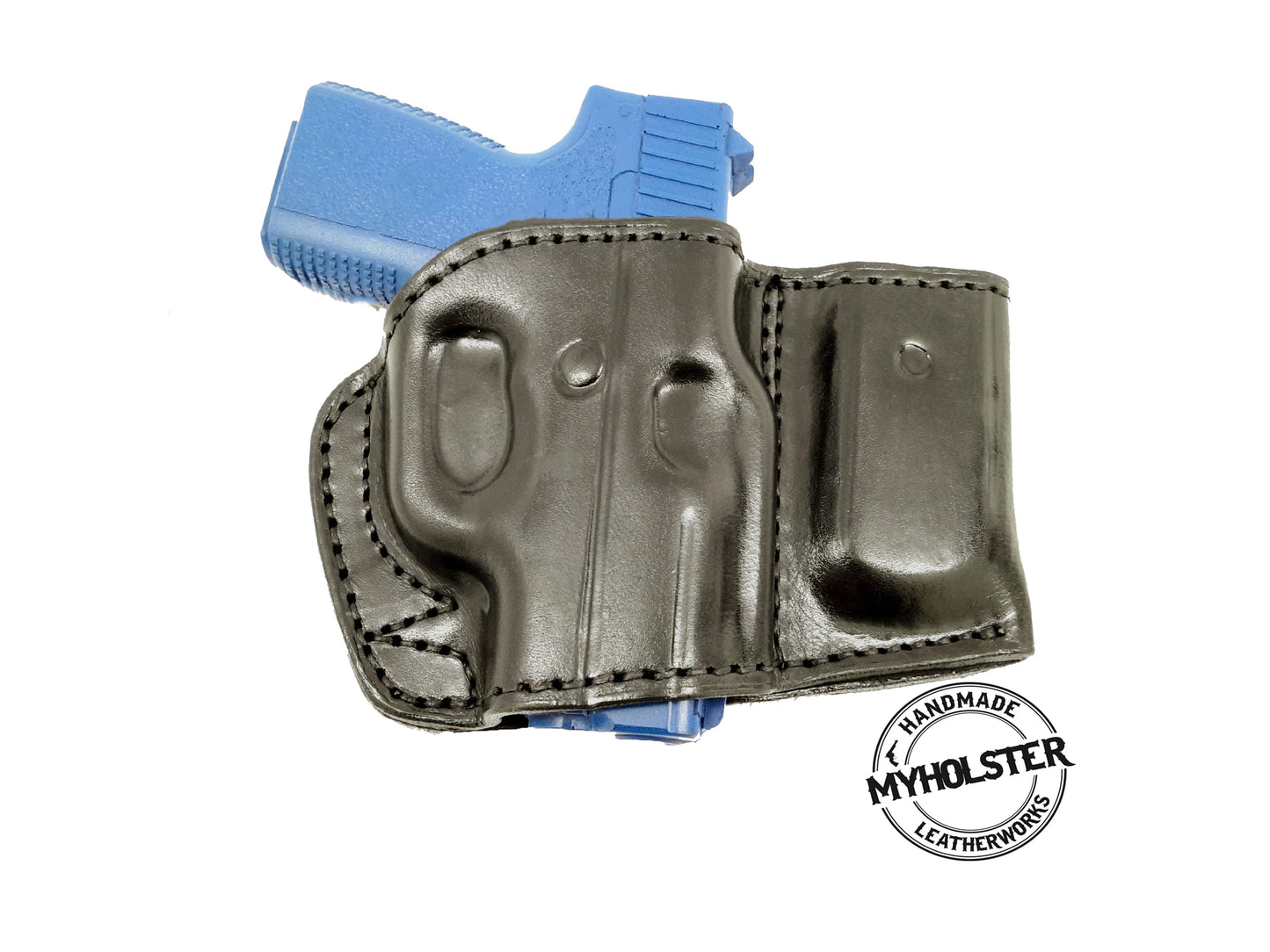 Smith & Wesson M&P Shield Plus OWB Right Hand Belt Holster with Mag Pouch Leather Holster