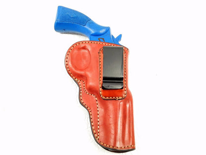 IWB Inside the Waistband Leather Belt Holster – Premium Cowhide Fits .38 Special revolver (3")