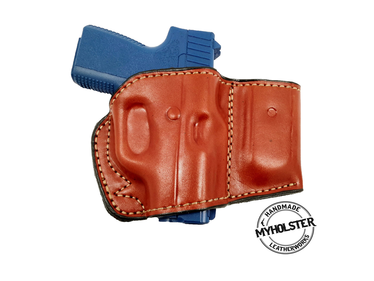 Smith & Wesson M&P Shield Plus OWB Right Hand Belt Holster with Mag Pouch Leather Holster