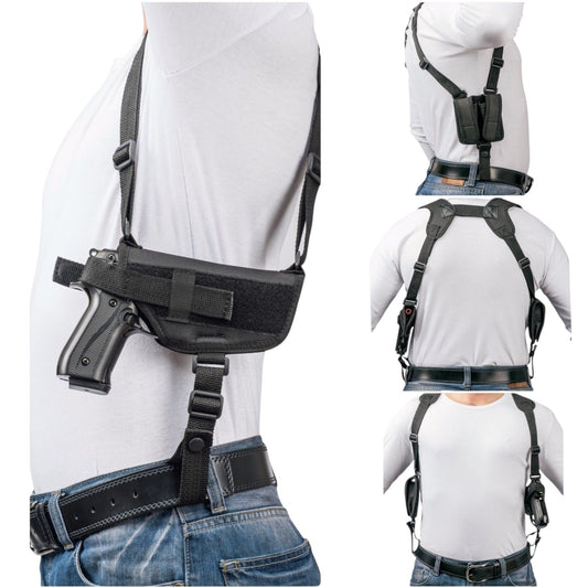 Nylon Horizontal Shoulder Holster with Double Magazine Pouch Compatible w/ Walther PDP F-Series