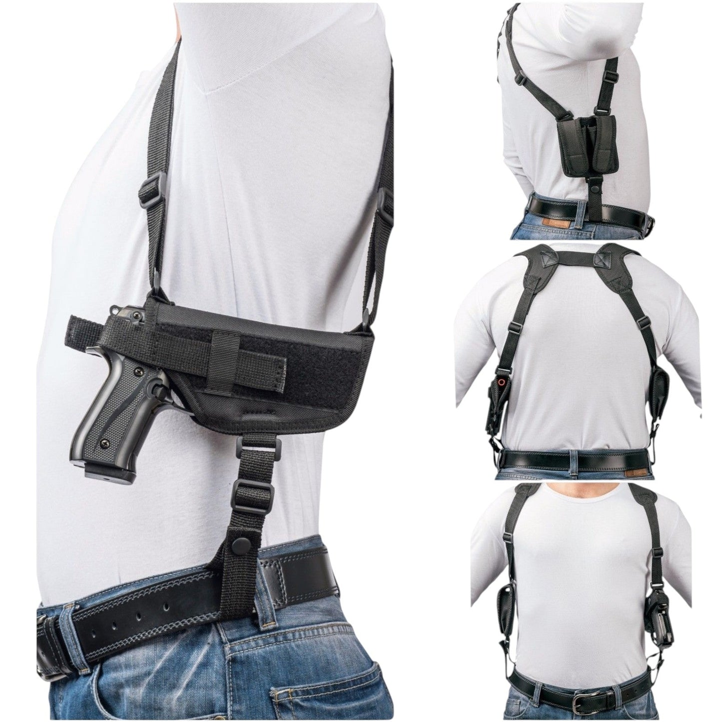 Nylon Horizontal Shoulder Holster with Double Magazine Pouch Compatible w/ Tisas Zigana PX-9