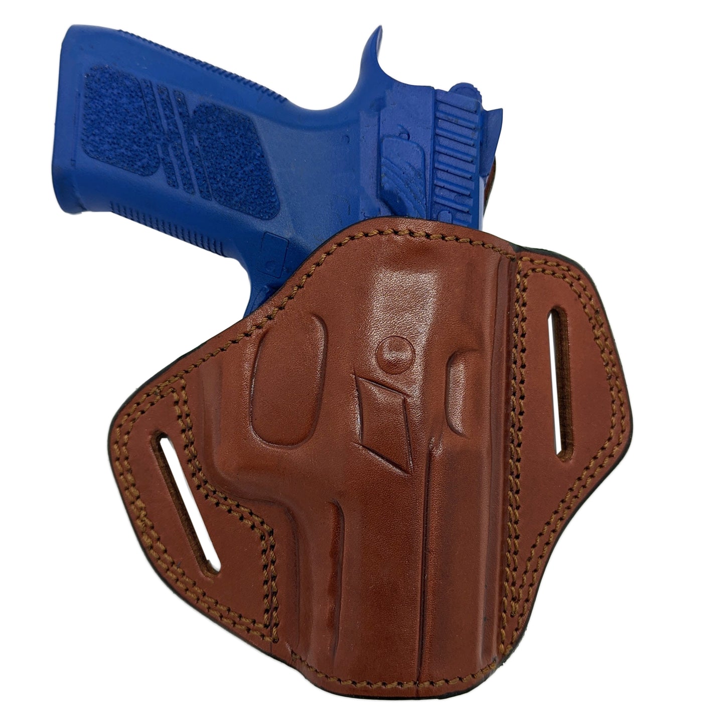 OWB Open Top Concealable Leather Belt Holster W/ Comfort Tab Fits CZ 75 P-07 Duty