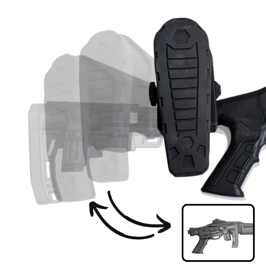 Folding Tactical Buttstock with Pistol Grip – Adjustable, Collapsible Compatible with ASI PASIMAX 12GA