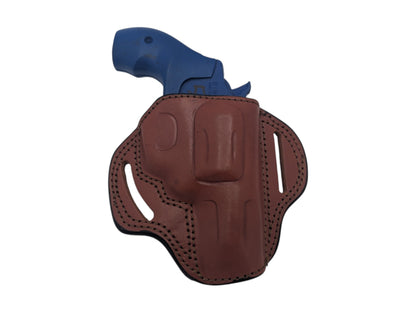 OWB Open Top Concealable Leather Belt Holster Compatible W/ Smith & Wesson J-Frame Revolver