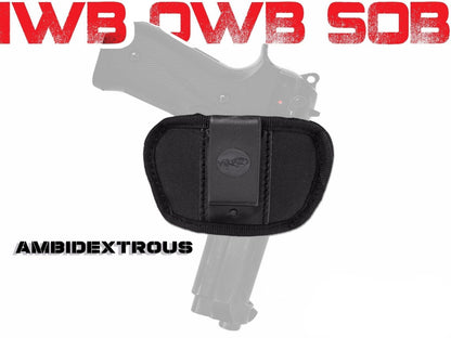 IWB / OWB / SOB Holster Clip-On / Belt Slide, Ambidextrous Compatible w/ Taurus PT709 Slim