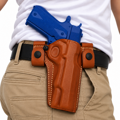 Leather OWB snap belt loop holster for SPS Vista, black or brown, view 1