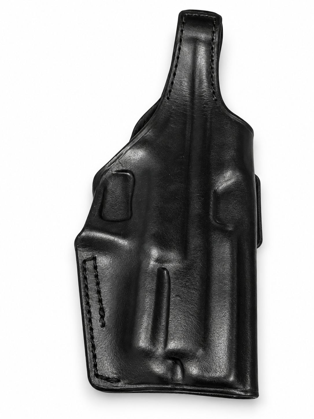 Right Hand Leather OWB Holster Thumb Break Fits 2" Belt Black Fits