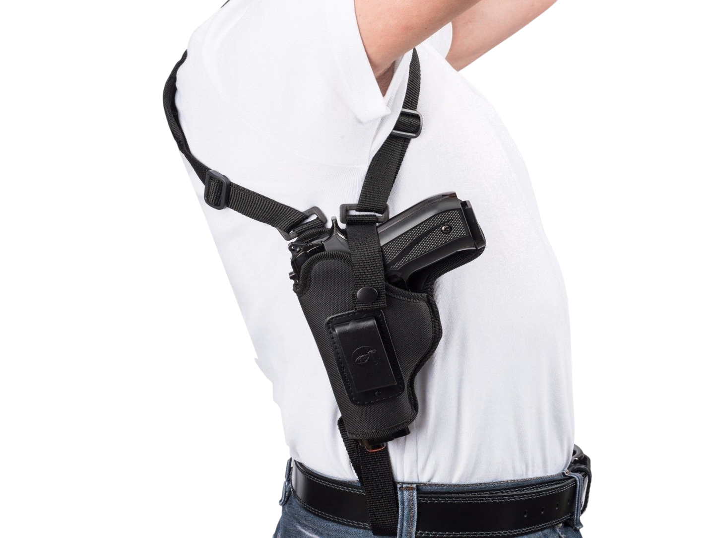 Vertical Carry Shoulder Holster , Nylon Holster, Thumb Break Compatible w/ SIG Sauer P220 w/rails