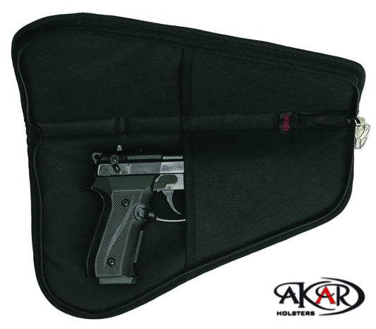 Pistol Rug Case with Lock – Fits 3" to 6" Autos, Flat-Zip Design, Black Nylon