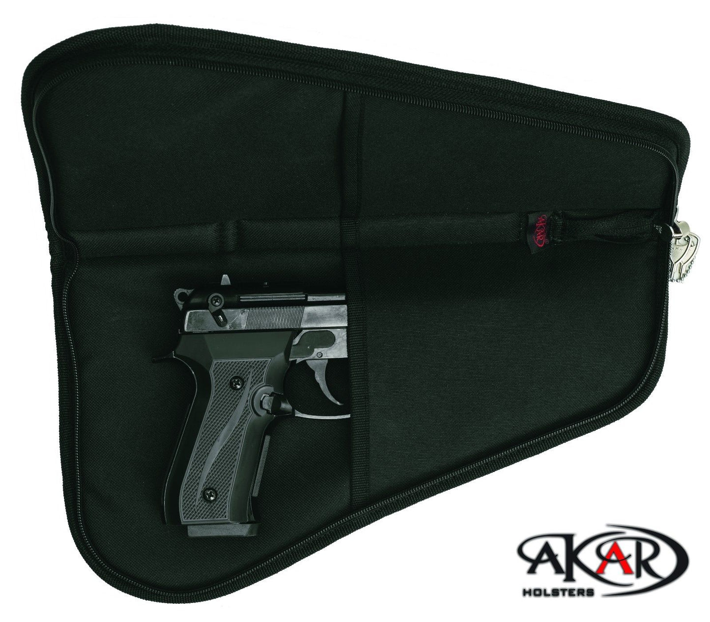 Pistol Rug Case with Lock Flat-Zip Design, Black Nylon Fits Walther PPK/S