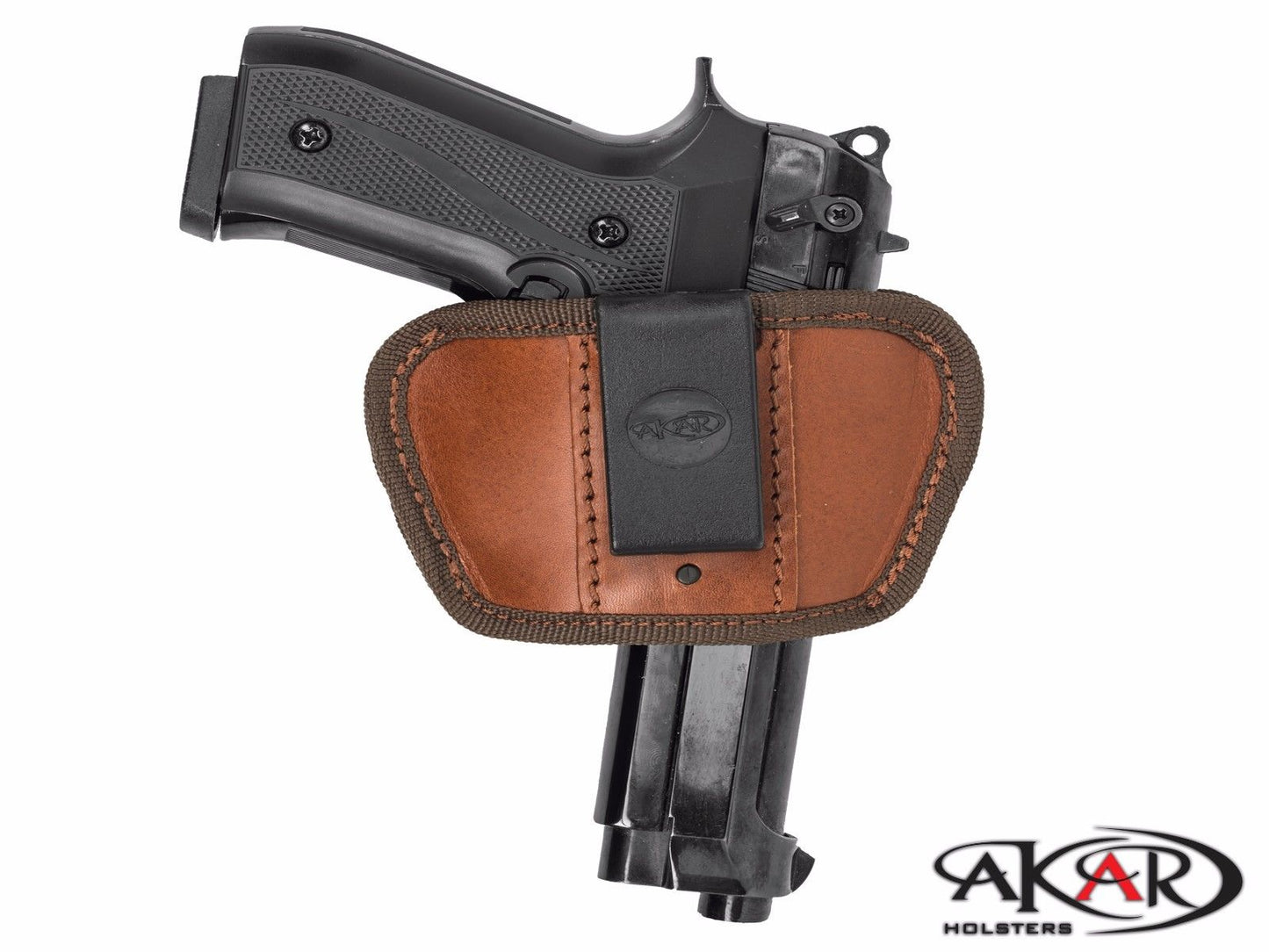 IWB/OWB Leather Belt Holster | Ambidextrous with Clip & Belt Slots Compatible w/ Beretta Centurion 92D