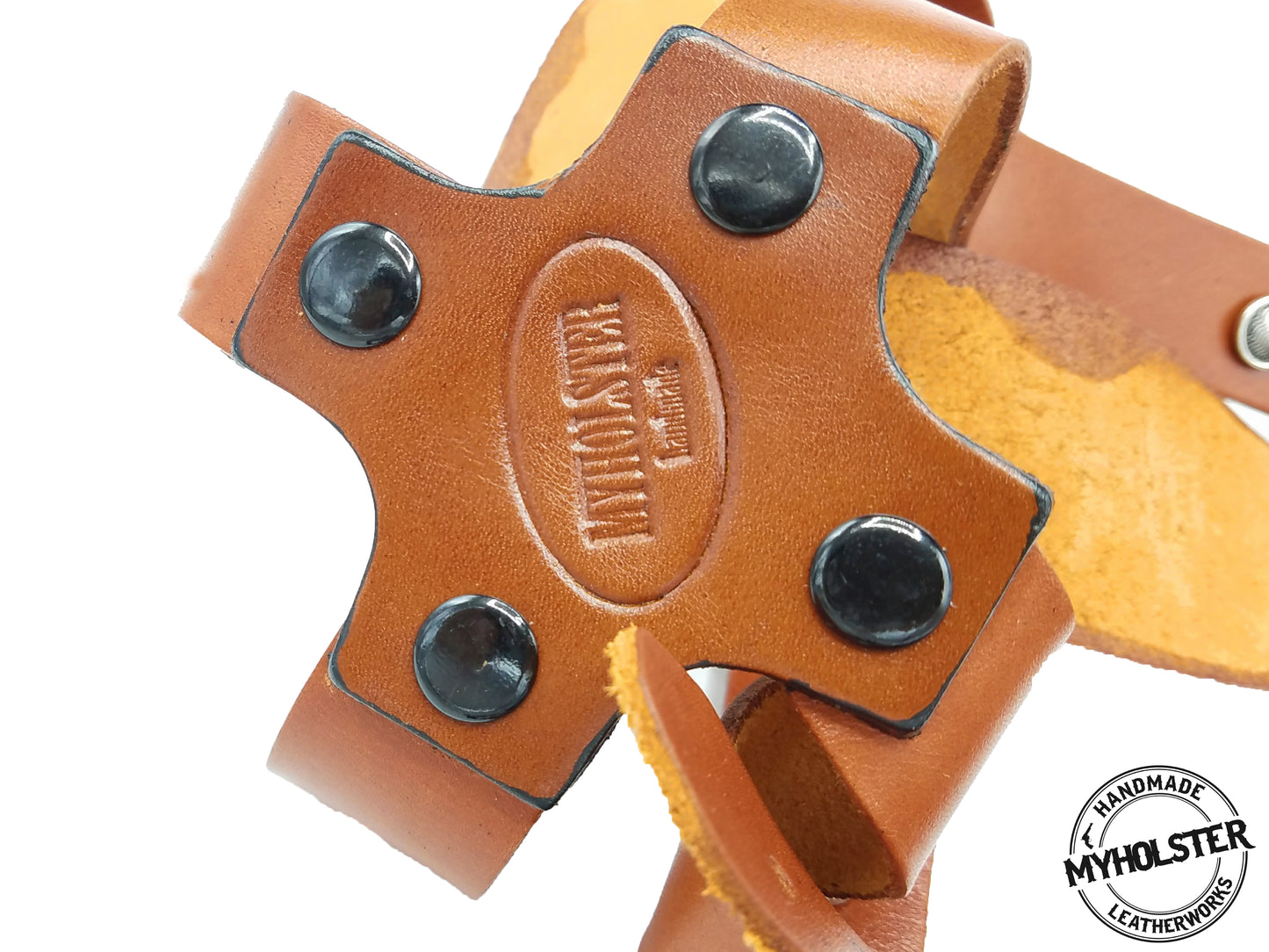 Premium Leather Shoulder Holster System – Horizontal Carry – Double Mag Pouch Compatible w/ Sig Sauer SP2022