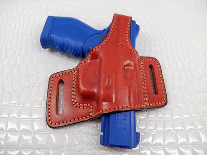 OWB Yaqui Slide Leather Belt Holster – Premium Cowhide | Open-Muzzle Design Compatible w/ Taurus PT709 Slim