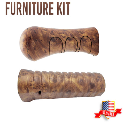 Raptor Birds Head Furniture Kit - Faux Wood-Grain Forend & Grip Set For ATA Arms Etro FDE 12 Gauge