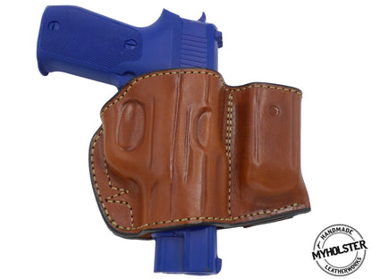 Holster and Mag Pouch Combo - OWB Leather Belt Holster Fits Sig Sauer P226R DAK W/RAILS