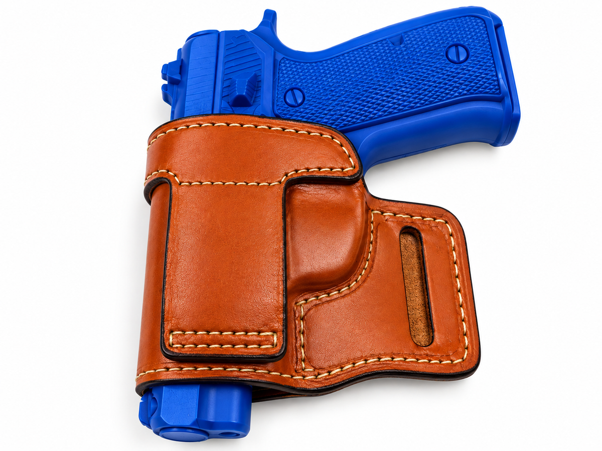 Leather right-hand OWB belt-slide holster for IWI Jericho 941 Compact, view 3