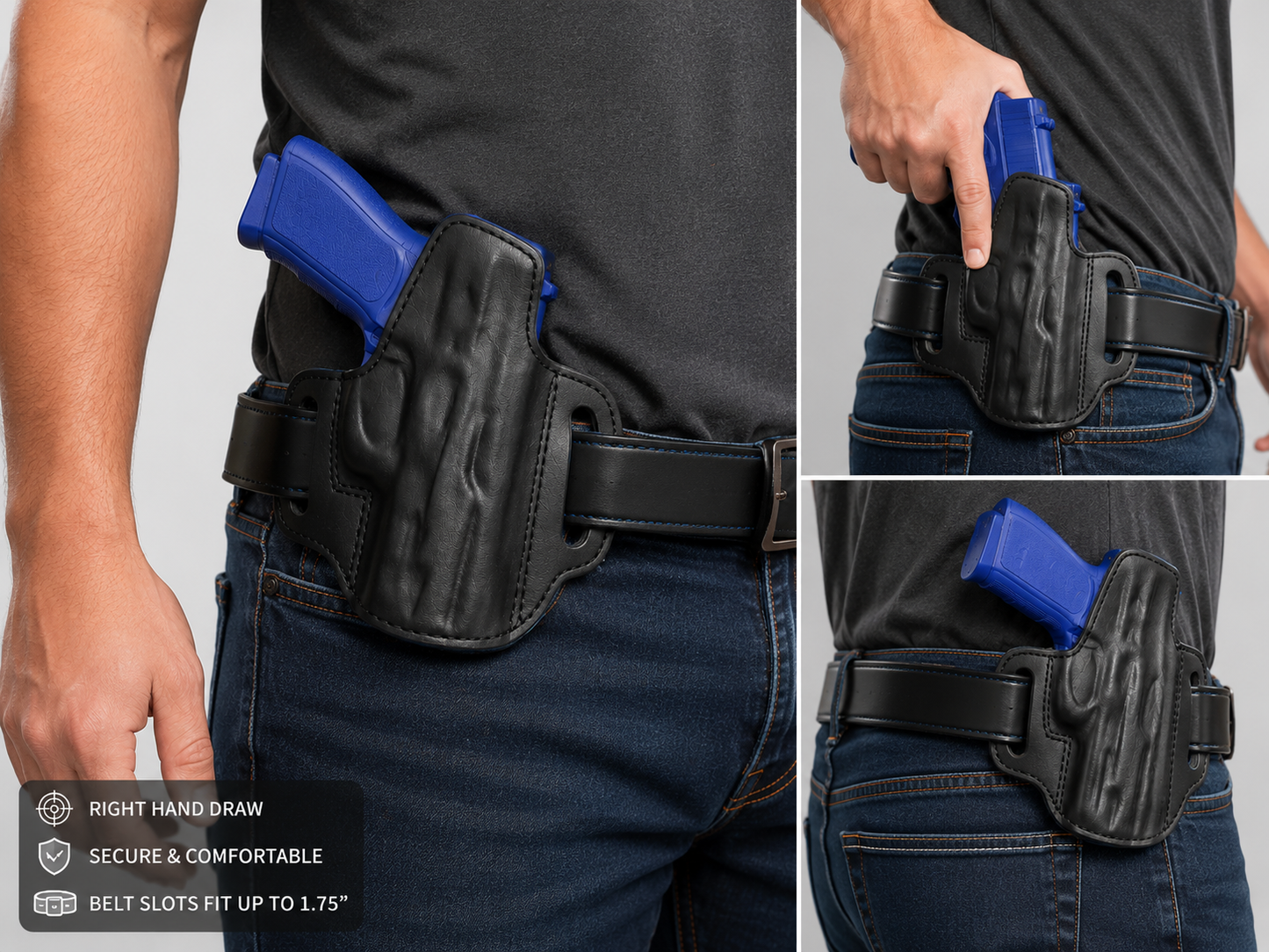 Premium Pancake-Style OWB Leather Holster – Open-Top Design Compatible w/