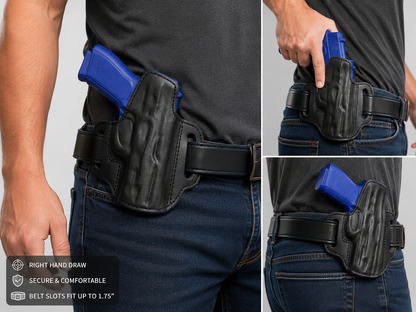 Premium Pancake-Style OWB Leather Holster – Open-Top Design Compatible w/