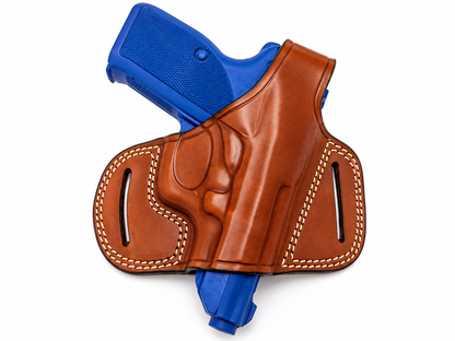 Brown Leather OWB Pancake Holster Thumb Break Right Hand Belt Fits