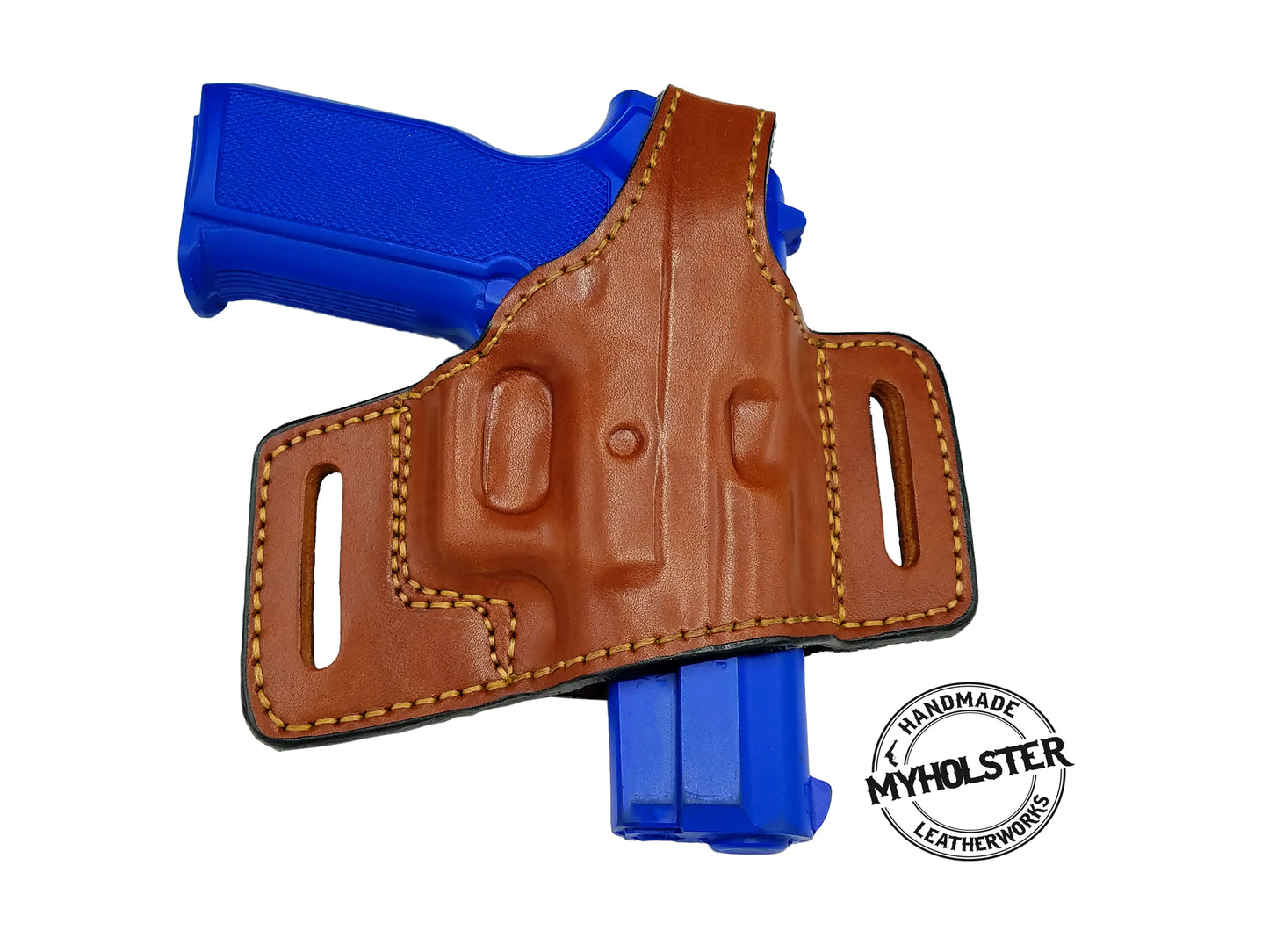 OWB Quick Draw Leather Slide Holster W/Thumb-Break Fits Sig Sauer SP2022
