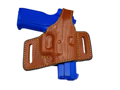 OWB Quick Draw Leather Slide Holster w/Thumb Break Fits GLOCK 19 MOS