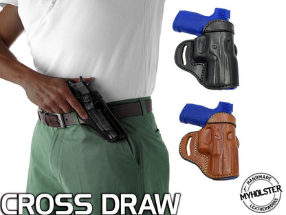 OWB Open Top Cross-draw Leather Holster Compatible w/ Smith & Wesson 6906