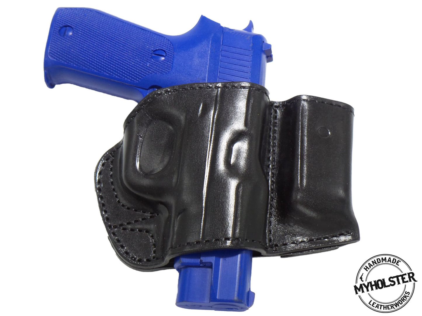 Holster and Mag Pouch Combo - OWB Leather Belt Holster Fits Sig Sauer P226R DAK W/RAILS