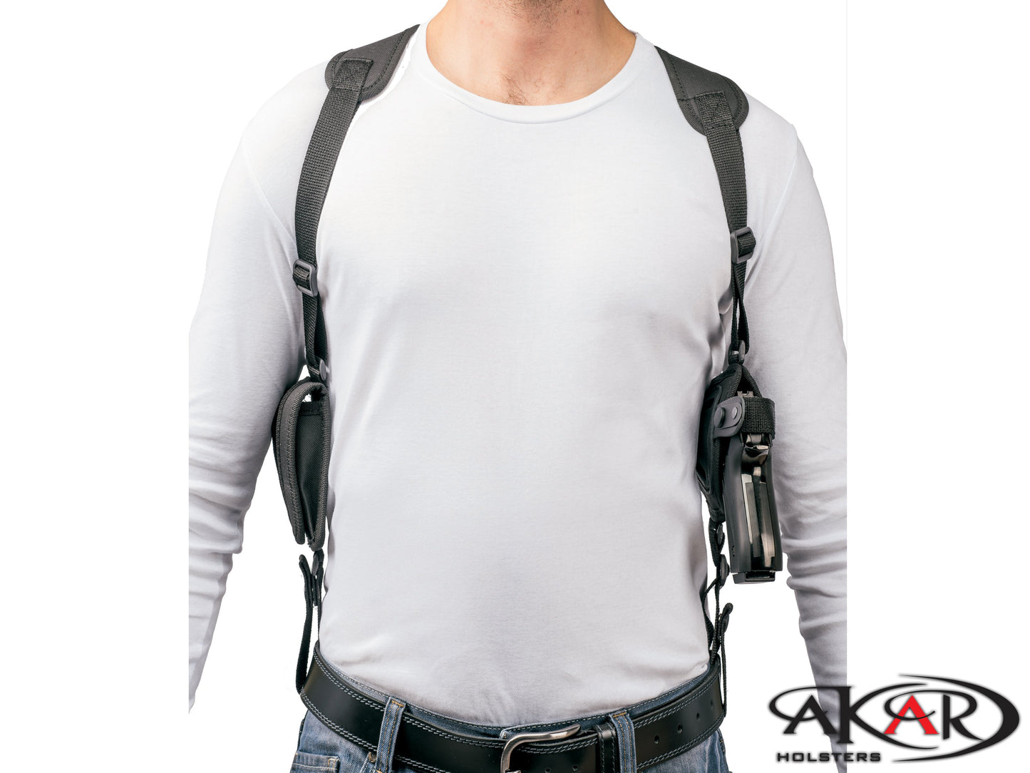Vertical Carry Shoulder Holster – Checkerboard Pattern | Right-Handed | Reinforced Thumb Break Compatible w/ Glock 19