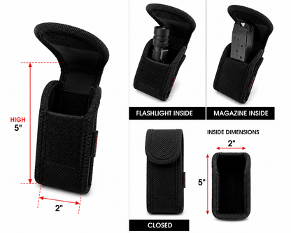 Nylon Utility Belt Pouch Flashlight Magazine Accessory Holder Black 3" Belt