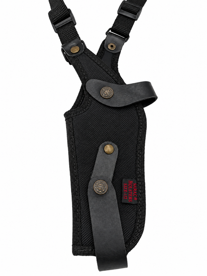 Black nylon vertical shoulder holster for Canik SFx Rival, right-hand draw under left arm, view 3
