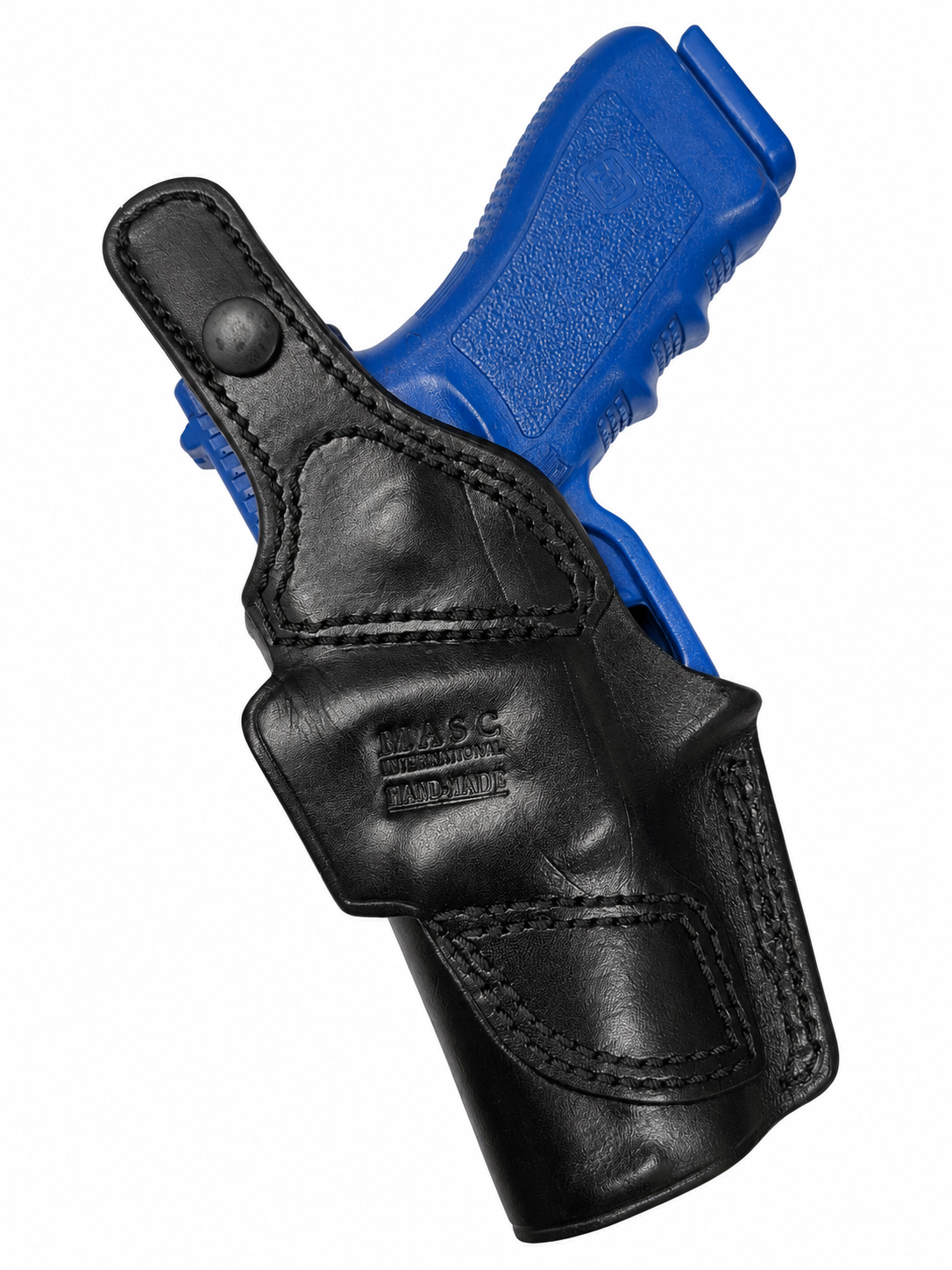 Right Hand Leather OWB Holster Thumb Break Fits 2" Belt Black Fits