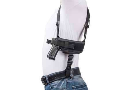 Nylon Horizontal Shoulder Holster with Double Magazine Pouch Compatible w/ STI Edge 9mm